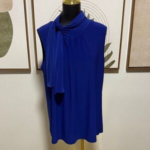 3/$10 J.M. Fleurette Blue Women's Blouse with Bow Detail